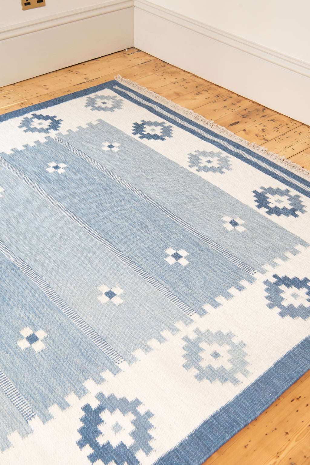 Blue Vintage Swedish Kilim Rug