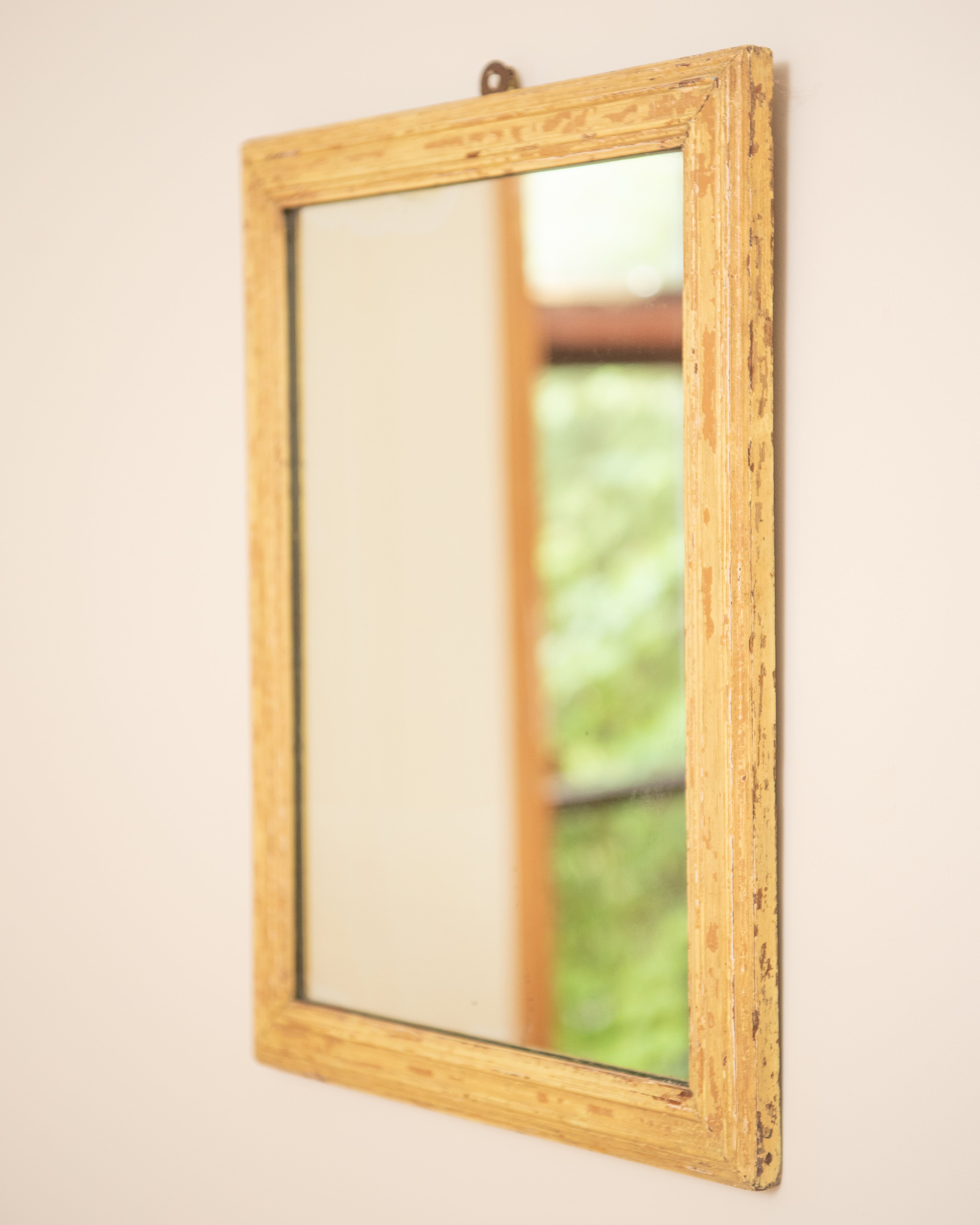 Yellow Vintage Wooden Framed Mirror