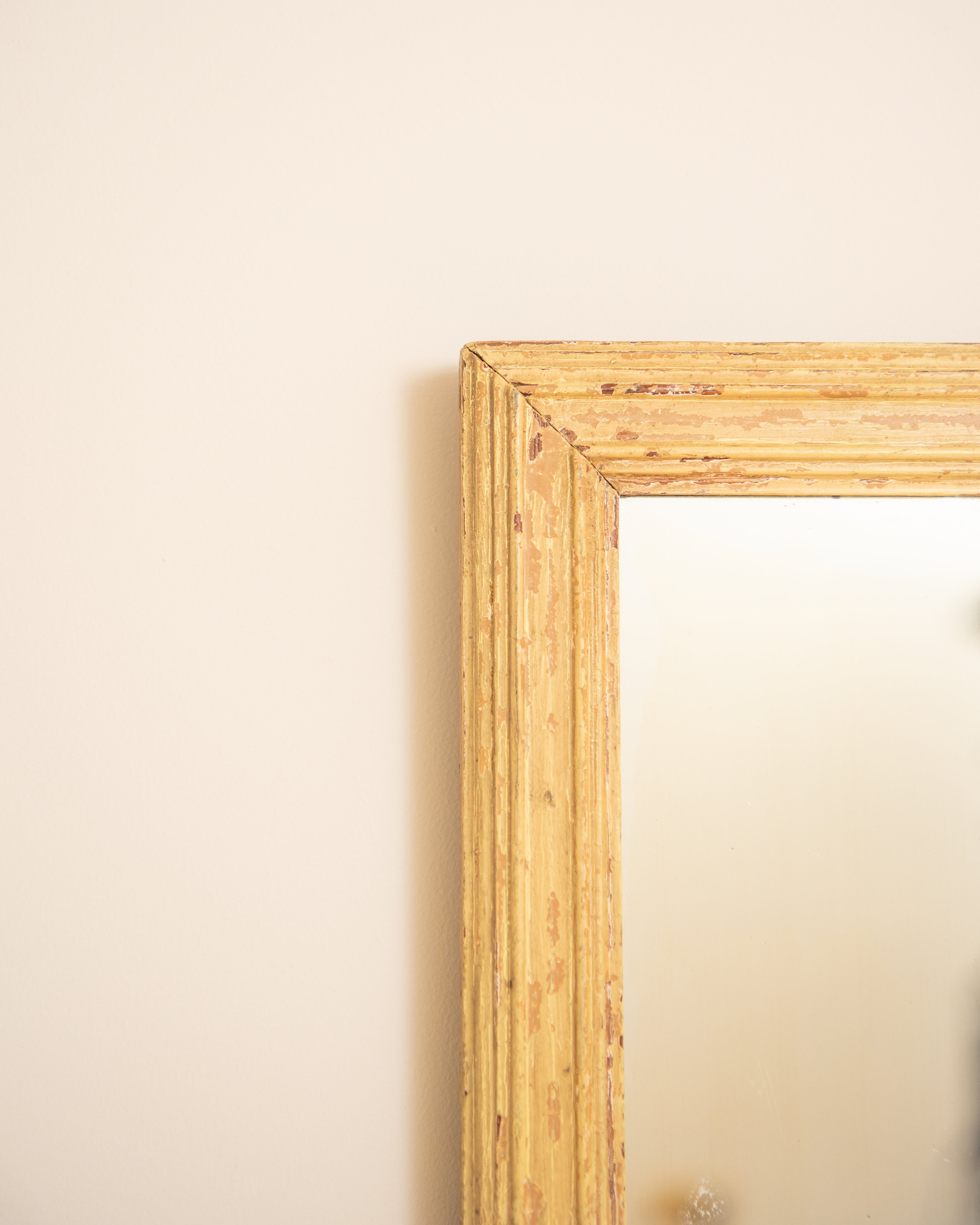 Yellow Vintage Wooden Framed Mirror