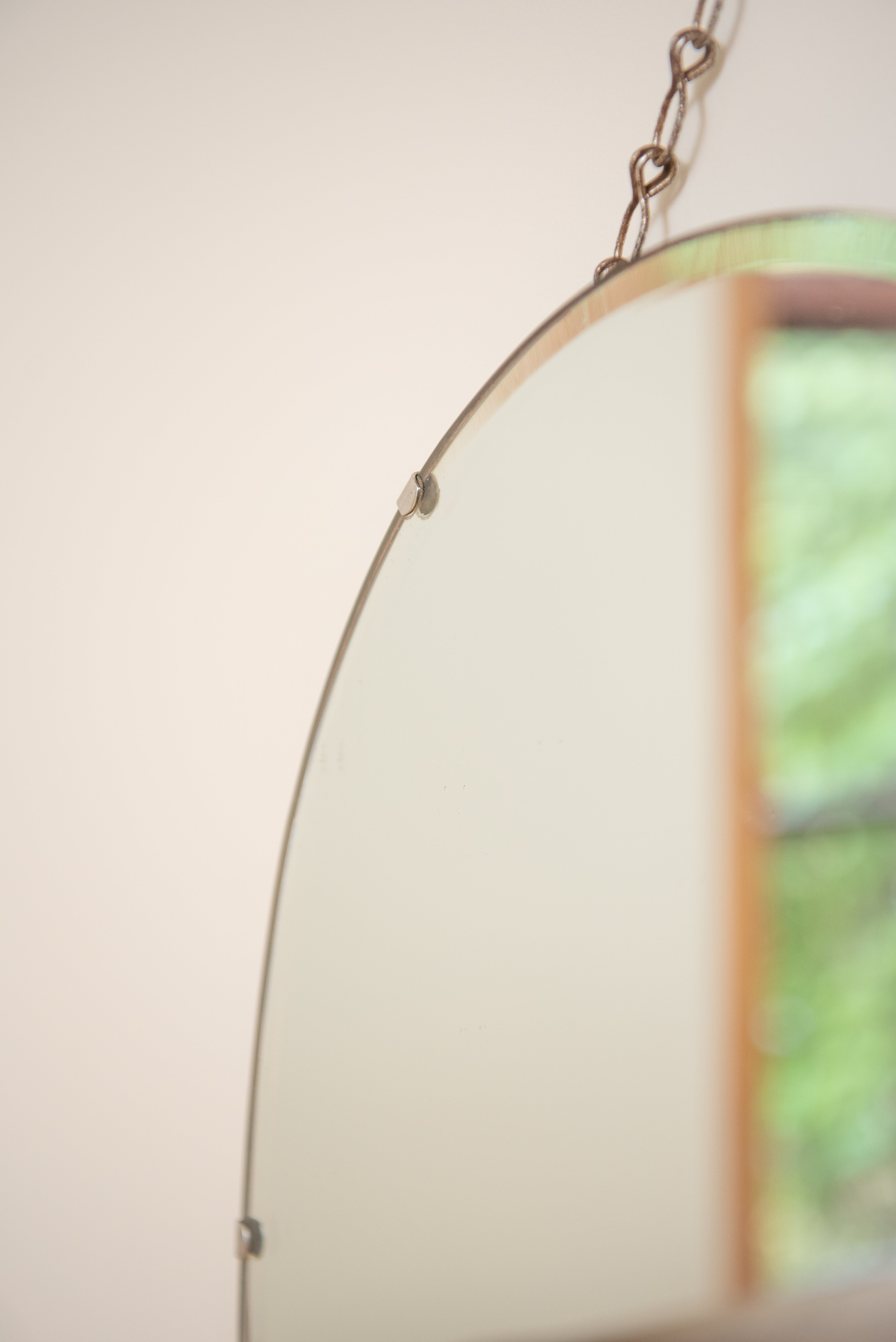 Frameless Oval Vintage Mirror