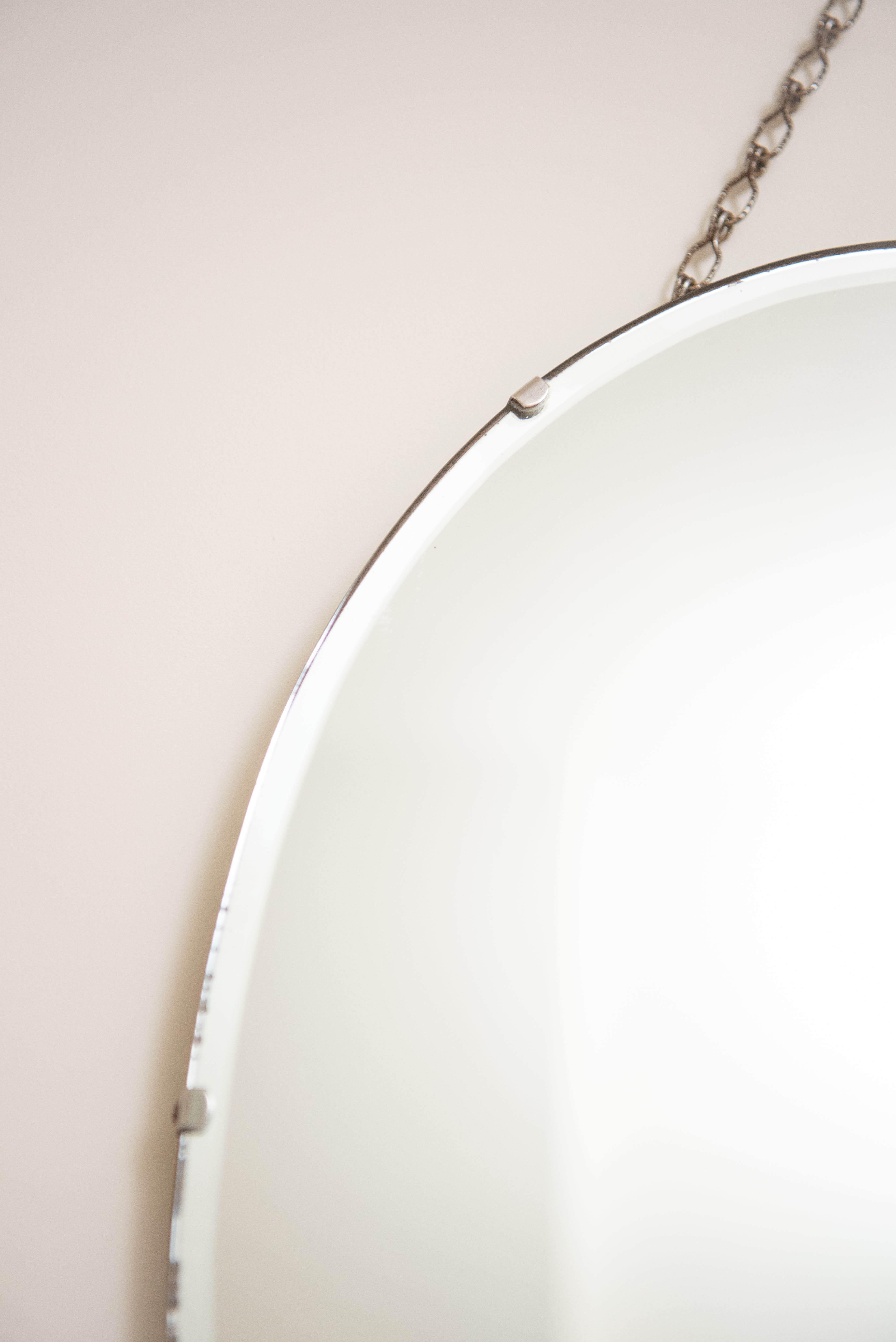 Frameless Oval Vintage Mirror