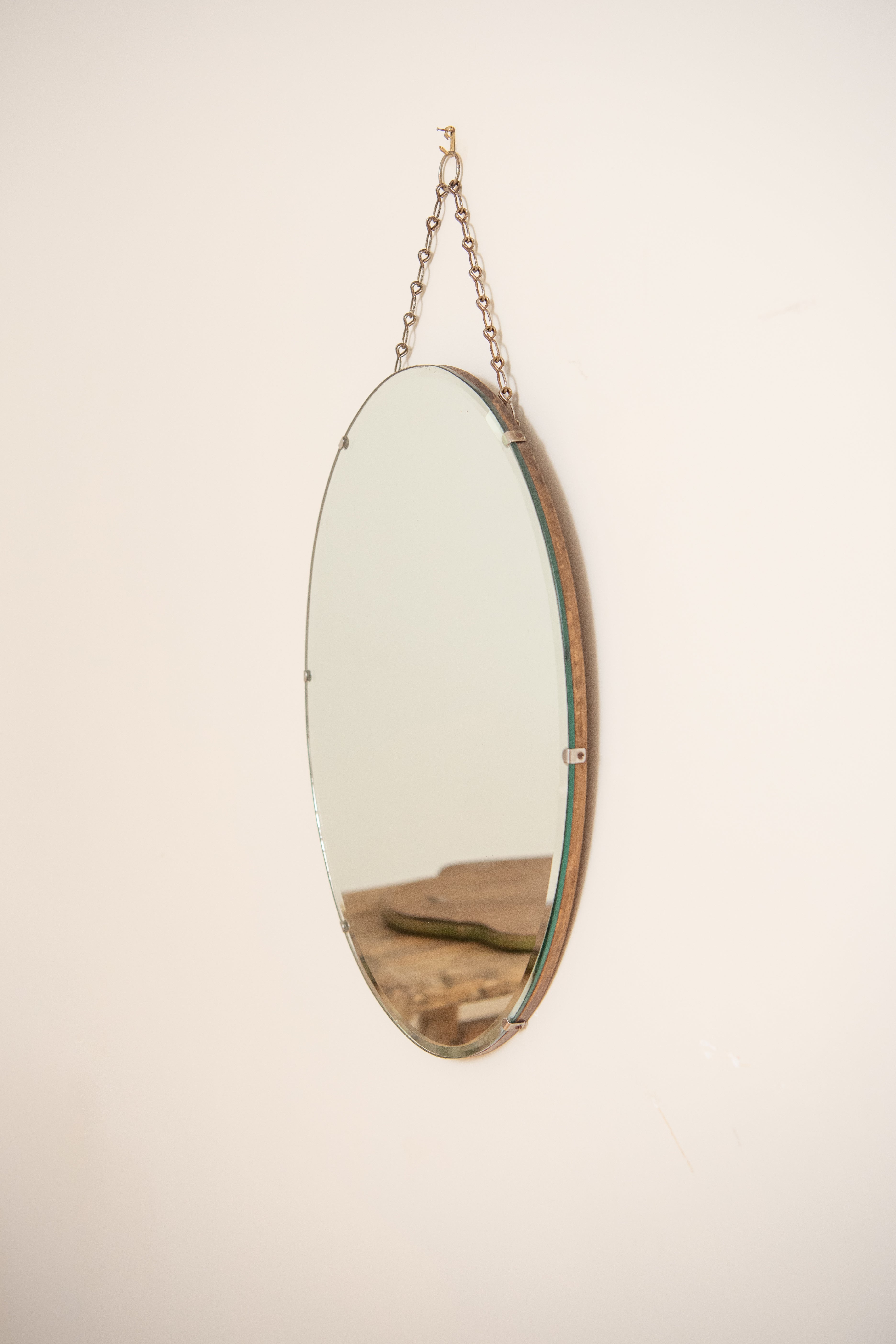 Frameless Oval Vintage Mirror