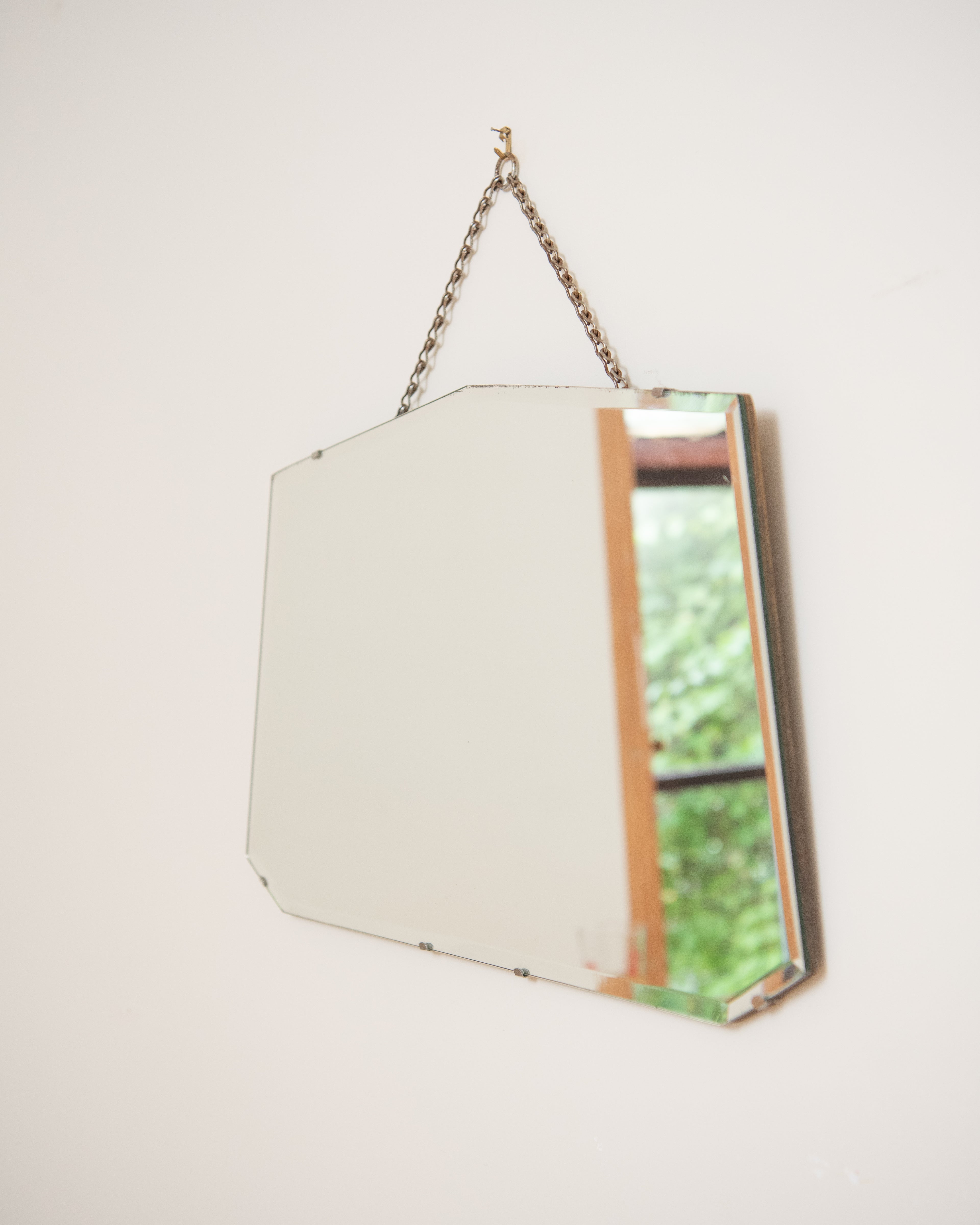 Frameless Angled Vintage Mirror