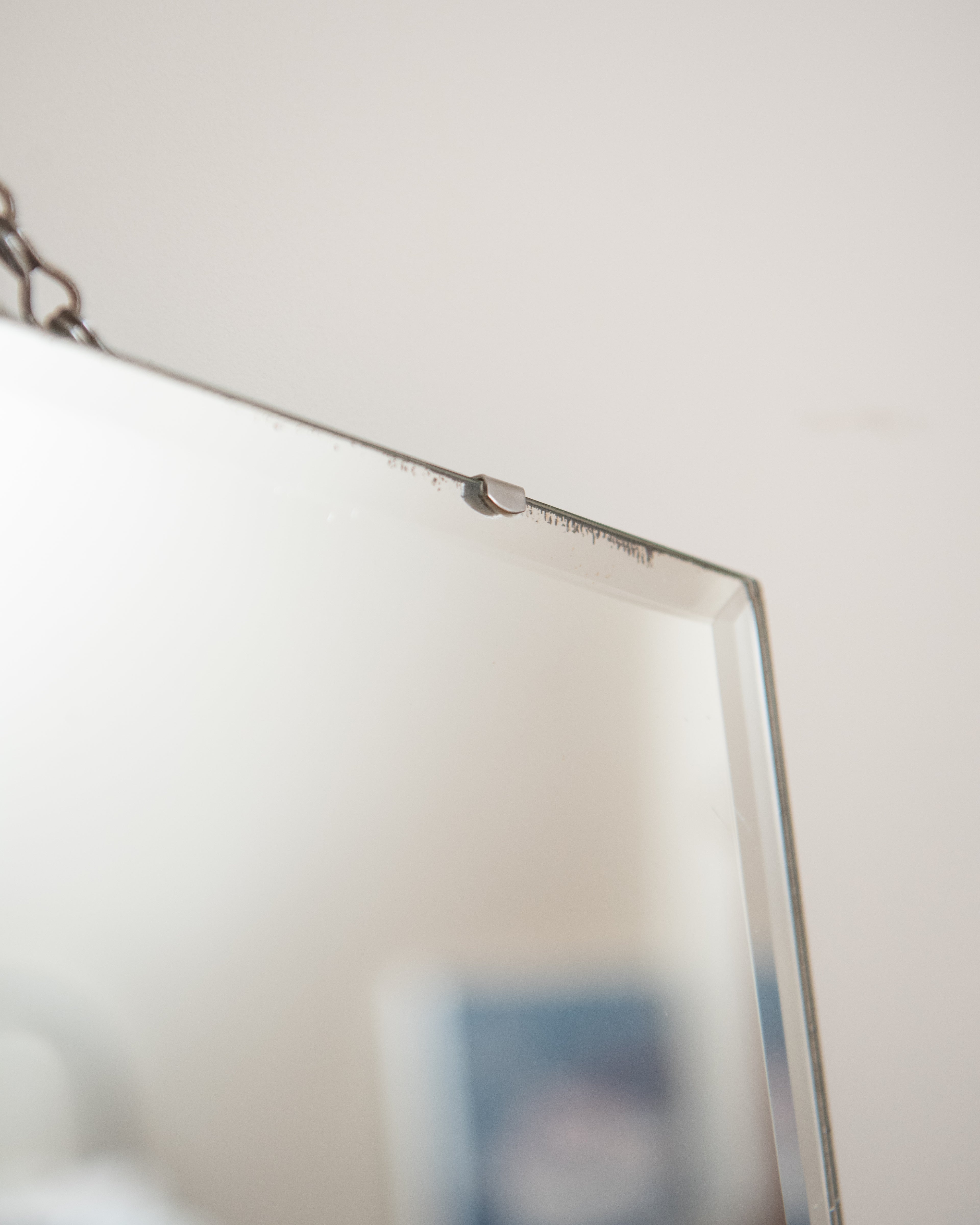 Frameless Angled Vintage Mirror