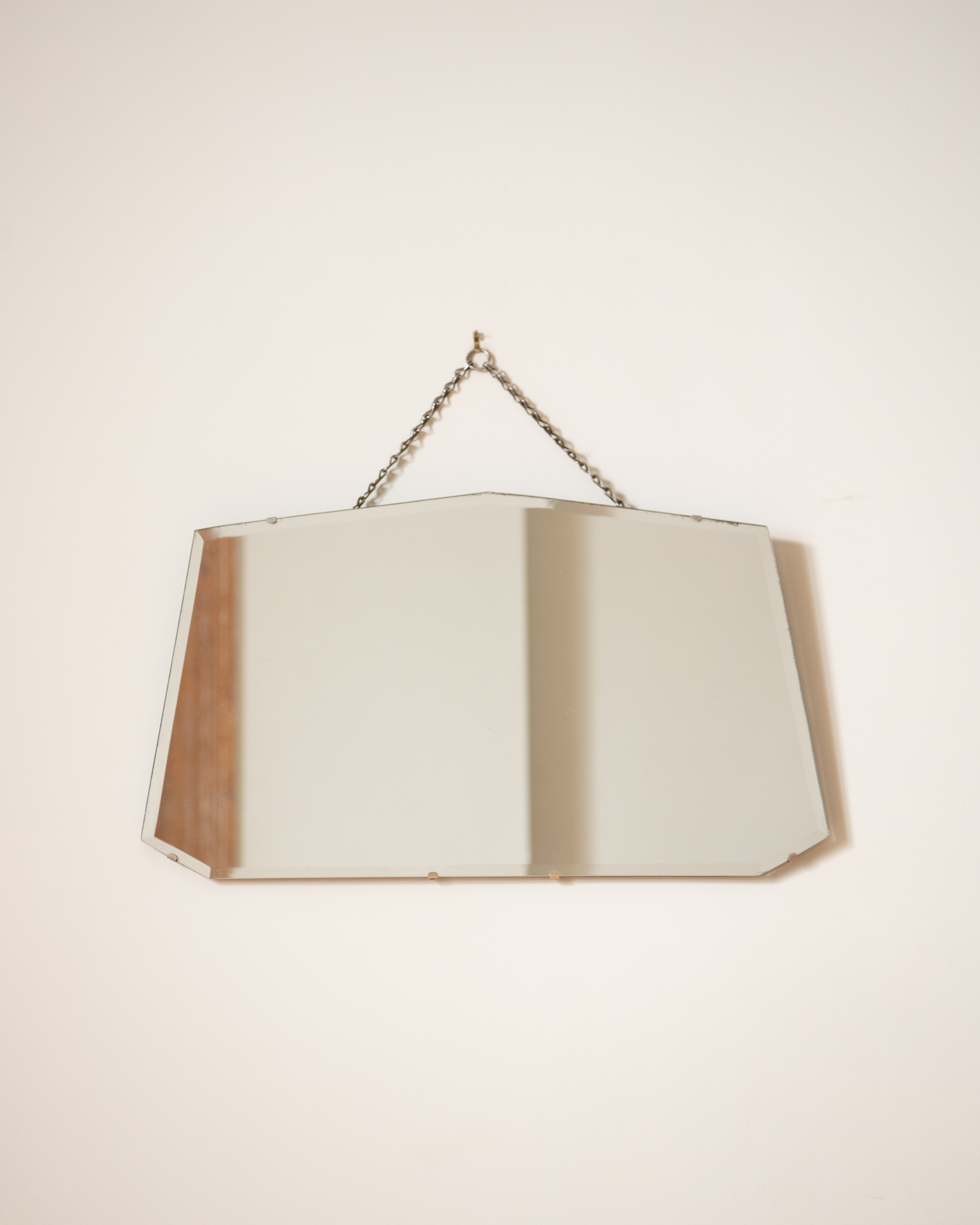 Frameless Angled Vintage Mirror