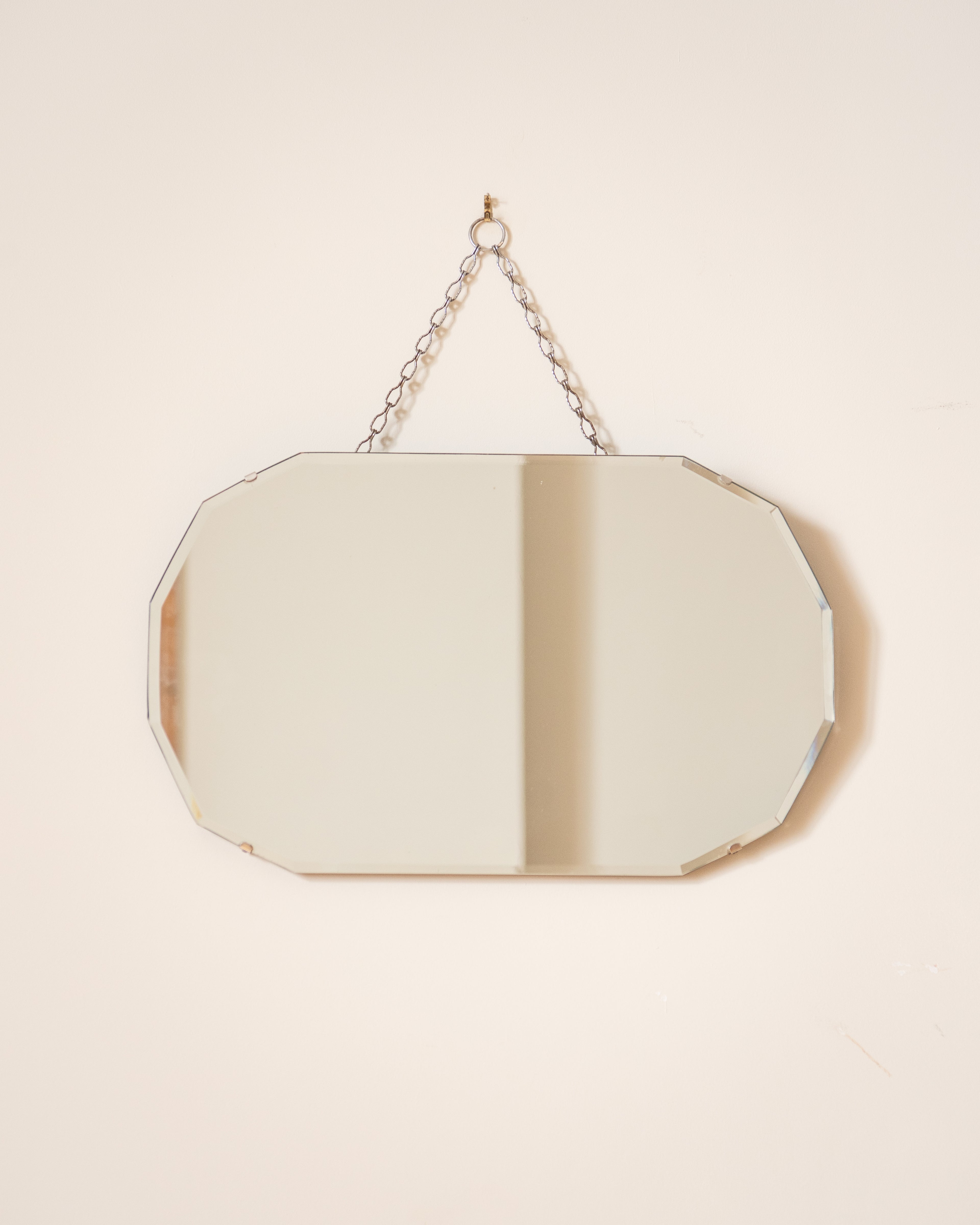Frameless Clipped-Corner Vintage Mirror