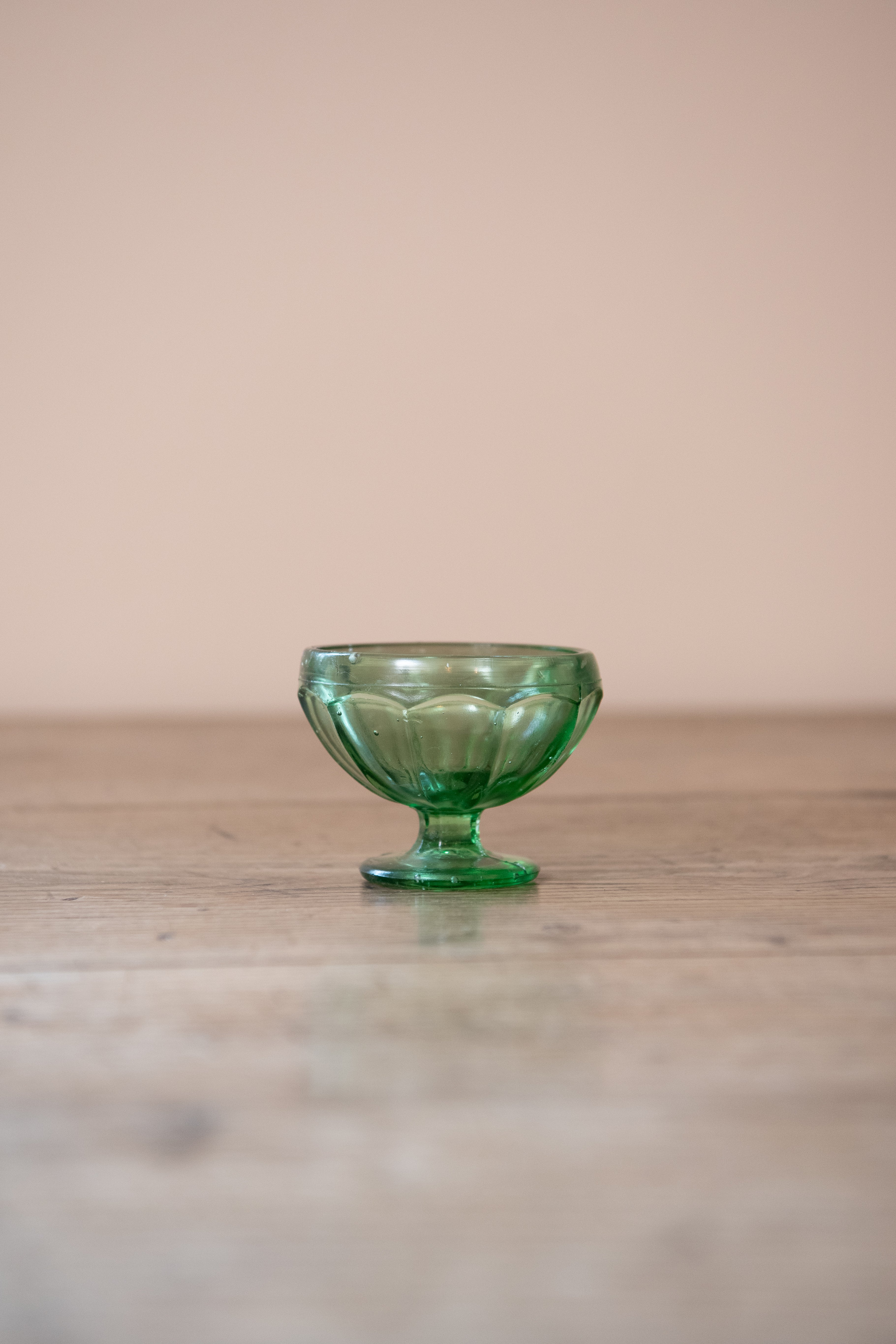 Six Green Glass Dessert Coupes