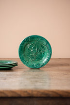 Set of Four Vintage Green Majolica Plates